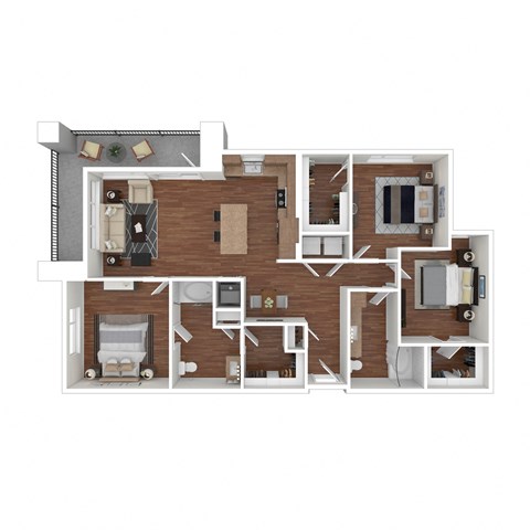 Floor plan for 3 beds, 2 baths, 1450 sqft